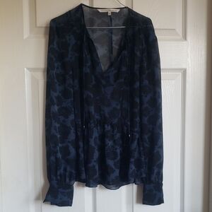 RACHEL Rachel Roy Dark Blue Patterned Translycent Blouse